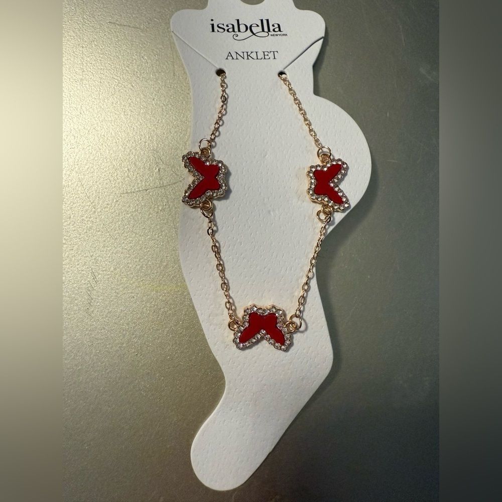 Isabella Elegant Red Butterfly Anklet